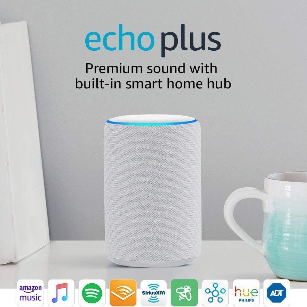 Certified Refurbished Echo Plus (2nd Gen) - Premium sound with built-in smart home hub - Sandstone