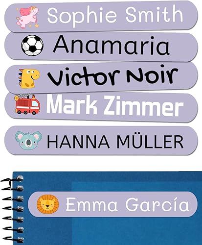 Miniatura 41 de 50 calcomanías con nombre personalizadas para niños. Etiquetas adhesivas para escuela, jardín de infantes, libros, juguetes y Tupperware. Etiquetas