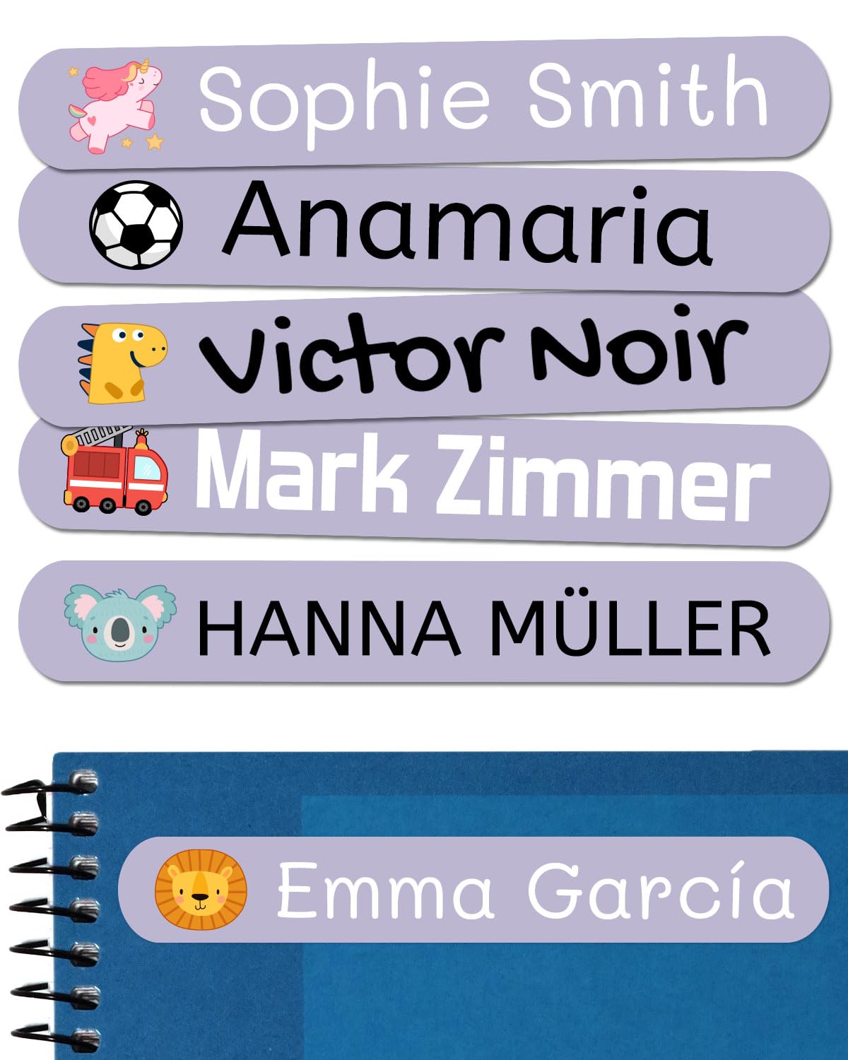 150 Personalized Name Stickers for Children. Adhesive Labels for School, Kindergarten, Books, Toys, and Tupperware. Waterproof Labels Measuring 2.3 x