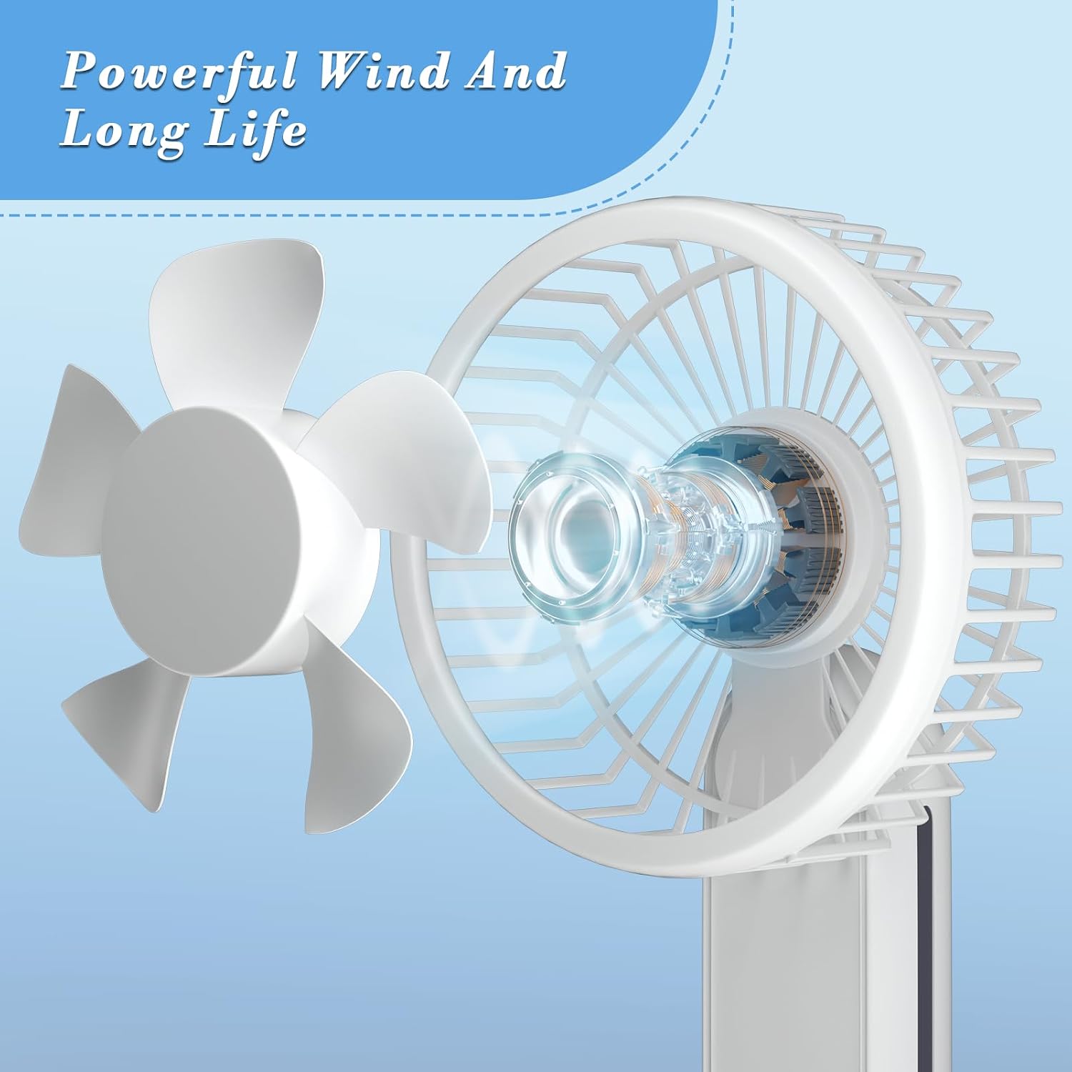 Athena Collection Small Portable Handheld Fan, Mini Personal Pocket Fan with USB Rechargeable 3 Speeds, Suitable for Office Travel Camping Outdoor, White