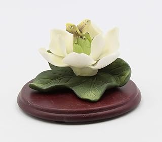 Cosmos Gifts Fine Elegant Porcelain Butterfly with Magnolia on Wood Base Figurine, 3-1/2" H
