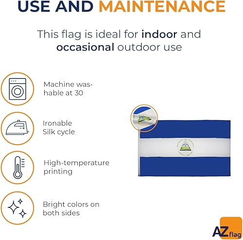 Miniatura 6 de AZ FLAG Bandera de Nicaragua de 3 x 5 pies, banderas nicaragüenses de 35.4 x 59.1in, pancarta de 3 x 5 pies