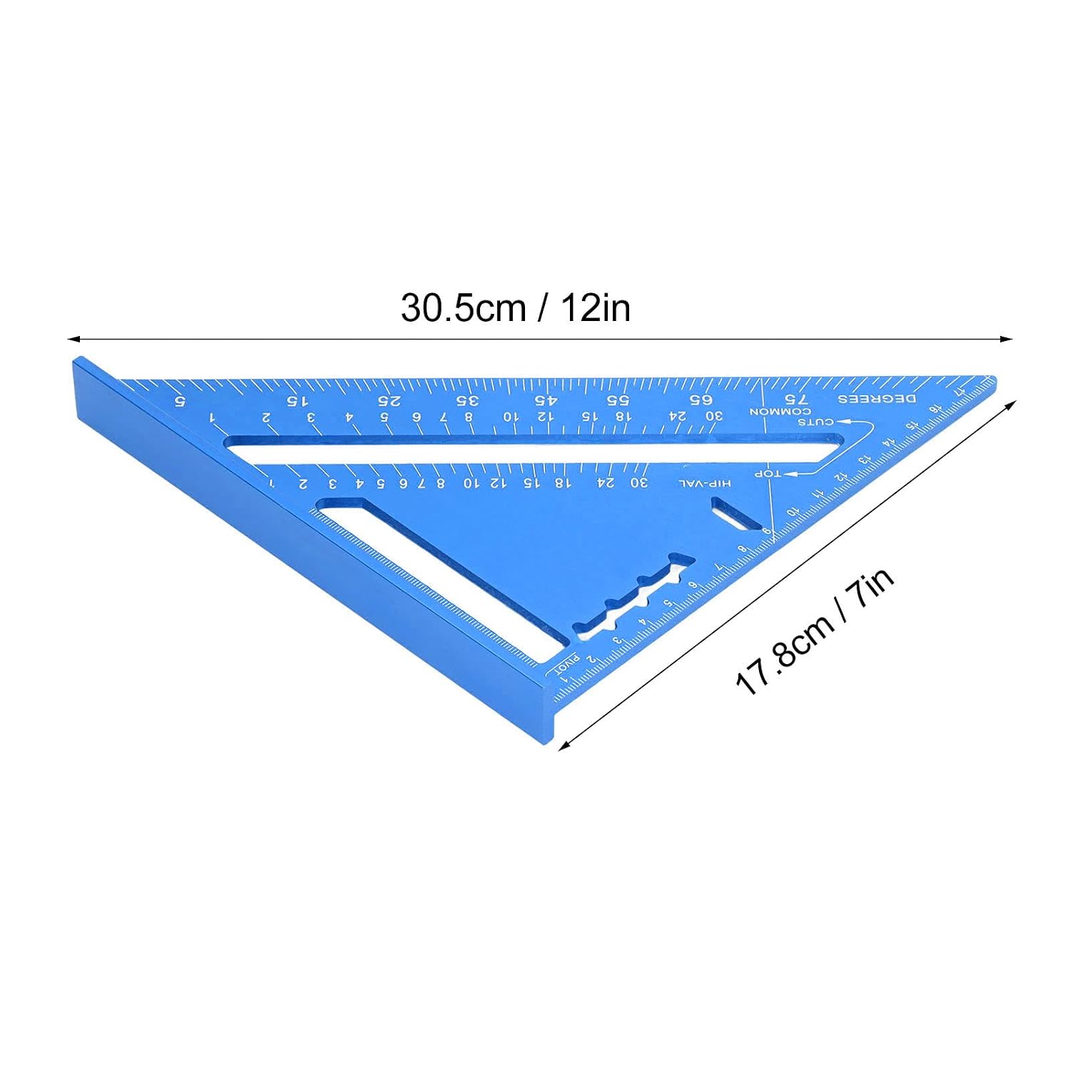 Woodworking Triangle, Aluminum Alloy Electrophoretic Paint Clear Scale Triangle Carpenter Rafter (Blue)