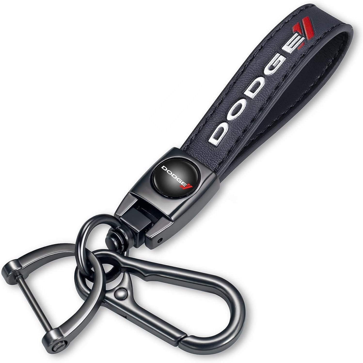 Genuine Leather car Keychain Suitable for Dodge Challenger Dakota Charger SRT Avenger Durango Caravan Key Ring Lanyard Accessories Key Chain Keyring Business Gift Birthday Present