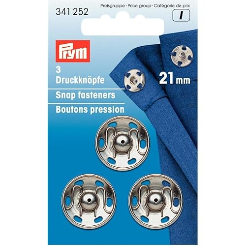 Prym Sew-On Snap Fasteners Brass Silver col 21 mm, 0.2 x 0.2 x 0.3 cm