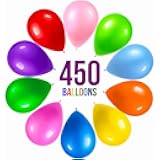 Prextex 450 pcs 12-Inch Balloons, 10 Assorted Colors - Multi-Colored Rainbow Latex Balloon - Strong Balloons Bulk -Wedding Balloon Arch Kit, Garland Kit, Baby Shower, Graduation, Birthday Decorations