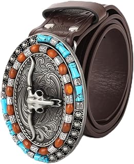 GUSTAVE® Belts for Men Western Cowboy PU Leather Men Belt Waist Engraved Waist Belts for Jeans 120cm/47in Price In India
