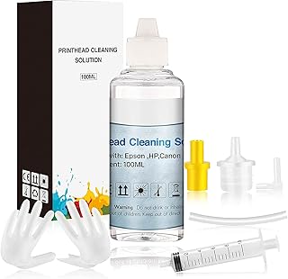 WOKOK Printer Cleaning Kit | Printhead Cleaning Kit | for Inkjet Printers HP/Brother/Epson/Canon WF-7710 WF-3640 7620 8600 8610 8620 WF-2750 WF-2650 ET-2750 ET-2650 C88 Liquid Printers Nozzle（100ml）