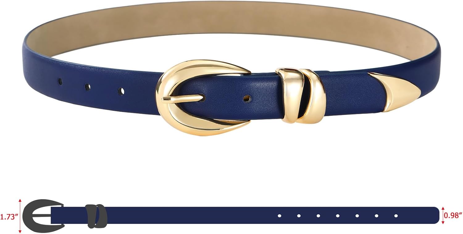 RISANTRY Black Leather Belt for Women Stylish Design with Gold Buckle Ladies Black Belt Perfect for Jeans Dresses - Image 4