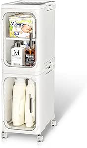 Modern White 4-Layer Narrow Bathroom Storage Cabinet with Movable Shelves