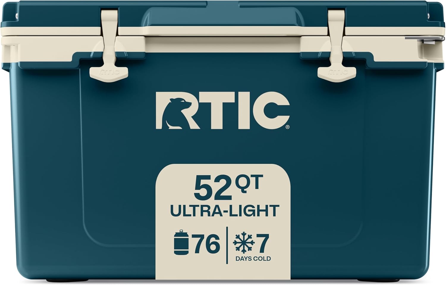 RTIC Ultra-Light 52 Quart Hard Cooler: 30% Lighter Than Rotomolded, 3" Insulation, 76-Can Capacity for Camping, Beach, Fishing