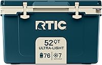 RTIC Ultra-Light 52 Quart Hard Cooler: 30% Lighter Than Rotomolded, 3" Insulation, 76-Can Capacity for Camping, Beach, Fishing