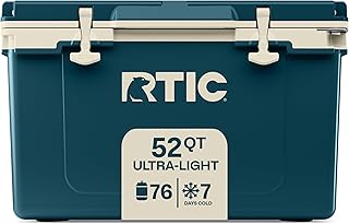 RTIC RTIC Ultra-Light 52 Quart Hard Cooler Insulated Portable Ice Chest Box for Beach, Drink, Beverage, Camping, Picnic, Fishing, Boat, Barbecue, 30% Lighter Than Rotomolded Coolers