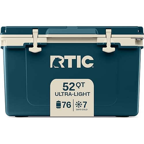 RTIC Ultra-Light Hard Cooler Insulated Portable Ice Chest Box for Beach, Drink, Beverage, Camping, Picnic, Fishing, Boat, Barbecue, 30% Lighter Than Rotomolded Coolers