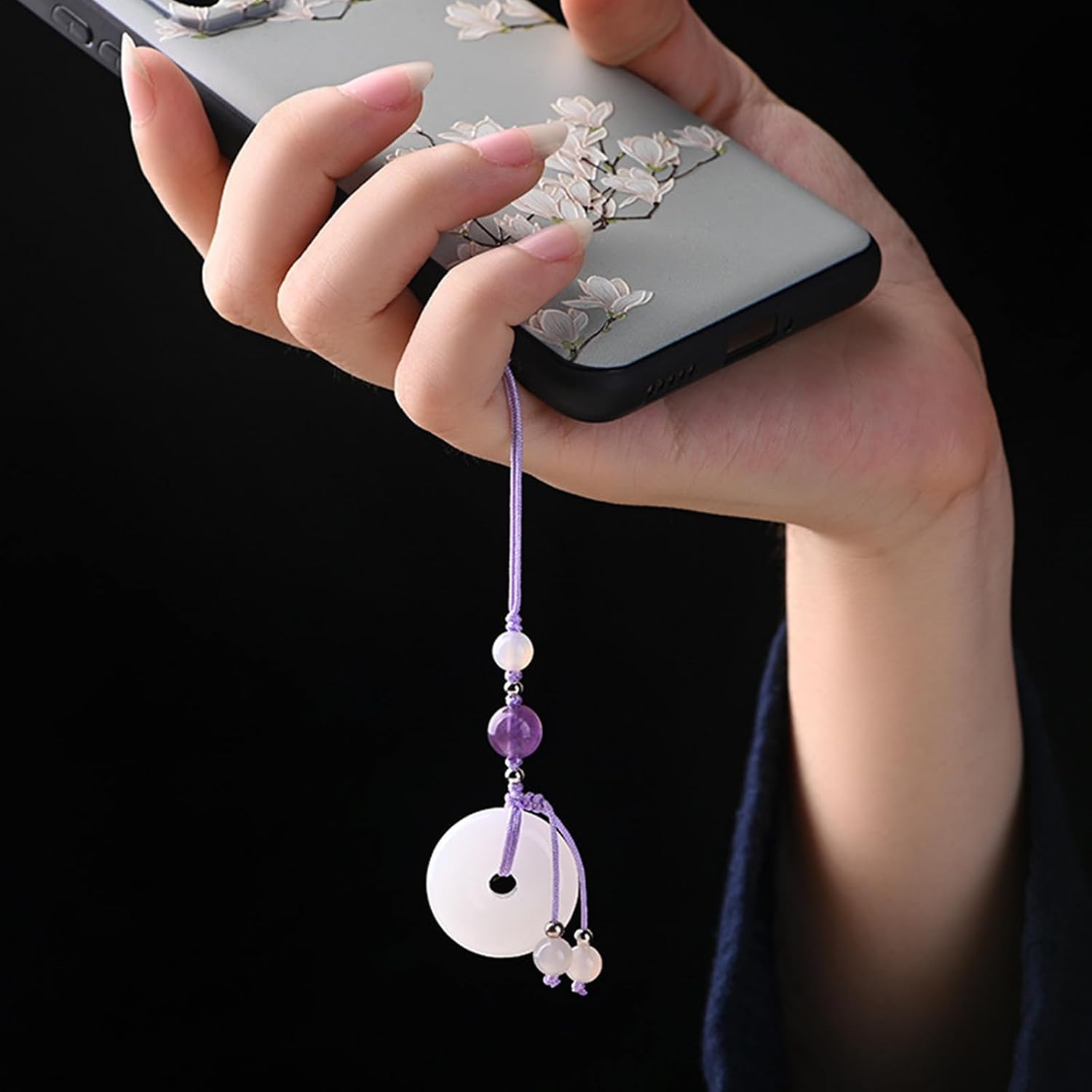White Jade Buckle Pendant Phone Strap Chain Vintage White Jade Buckle Pendant Phone Strap Chain Accessories Chinese Style Keychain Unique Gift for