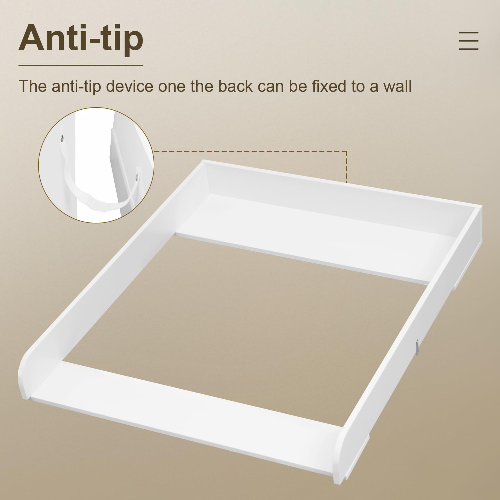 WOLTU Cambiador para Bebé 70x80x10 cm, Tablero Universal para Cómoda, Profundidad Ajustable 47,5-50 cm, Montaje en Pared, Accesorio en MDF, Color Blanco
