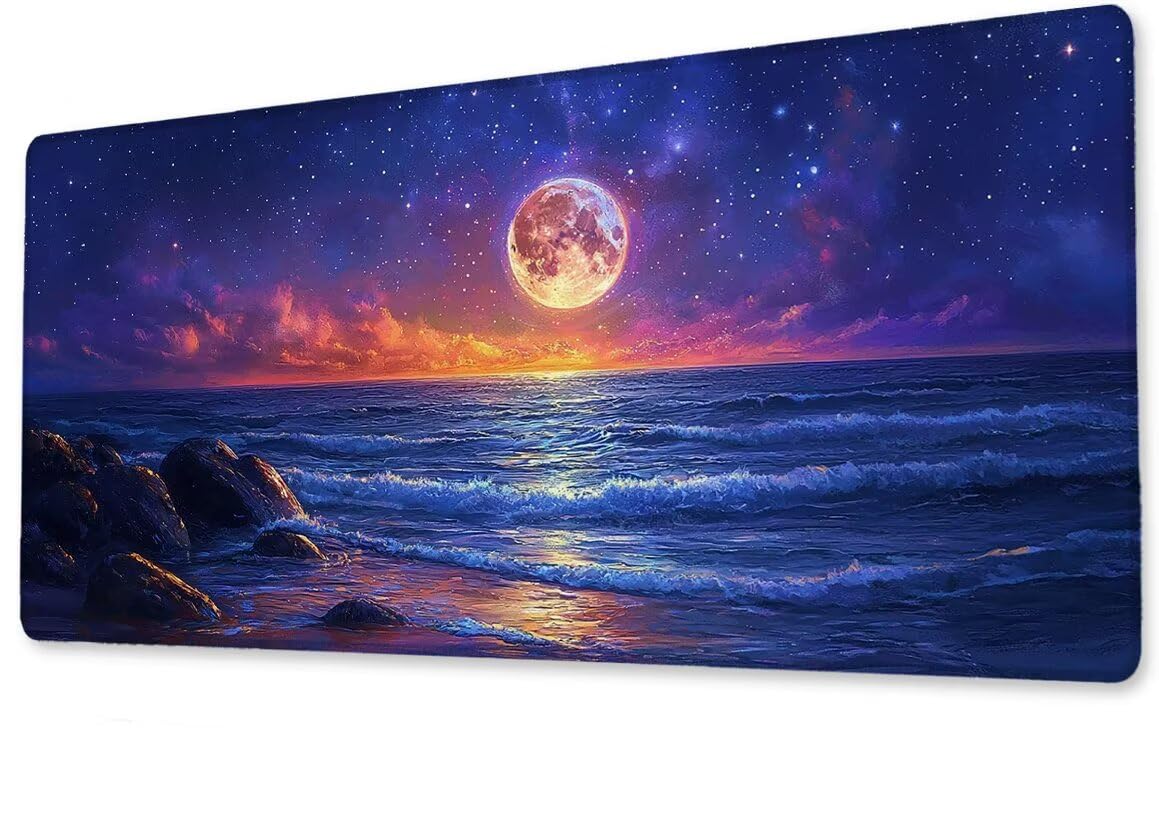 Alfombrilla Ratón XXL 1600x800x3 mm Mouse Pad Grande Gaming Playa Alfombrilla Escritorio,con Base de Goma Tapete Escritorio con Bordes Cosidos, Impermeable Antideslizante Ordenador Desk Mat zj-131