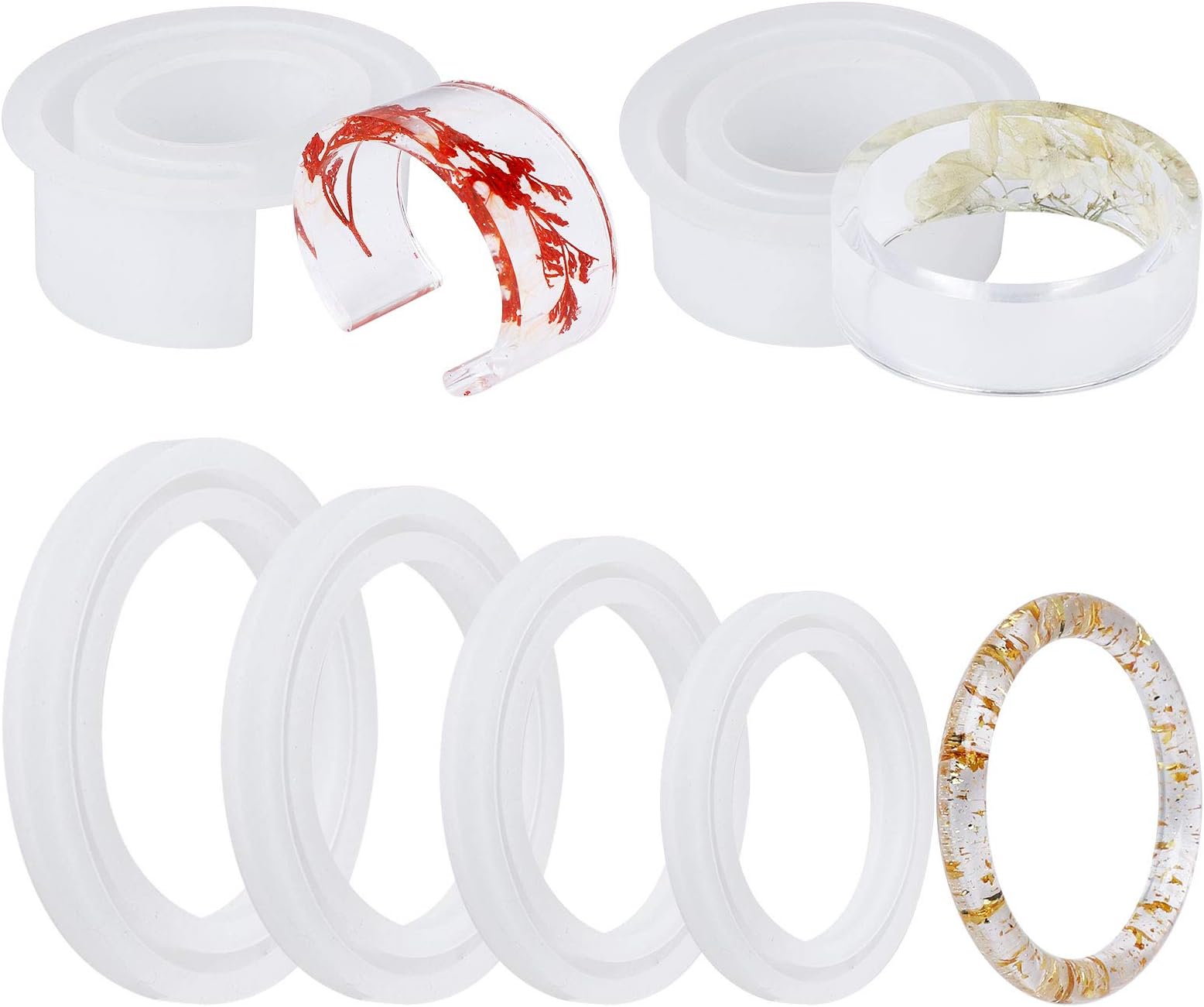 Gartful 6PCS Large Bracelet Resin Molds, Round C Font Silicone Jewelry Mold for Epoxy Casting, Silicone Bangle Mold for Making DIY Crafts Supplies, 6 Sizes