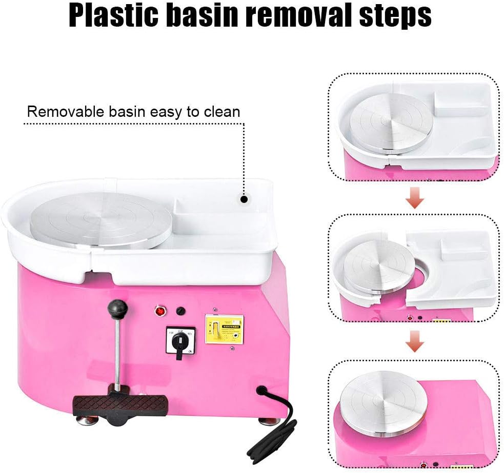 SKYTOU Pottery Wheel Pottery Forming Machine 25CM 350W Electric Pottery Wheel with Foot Pedal DIY Clay Tool Ceramic Machine Work Clay Art Craft (Orange)