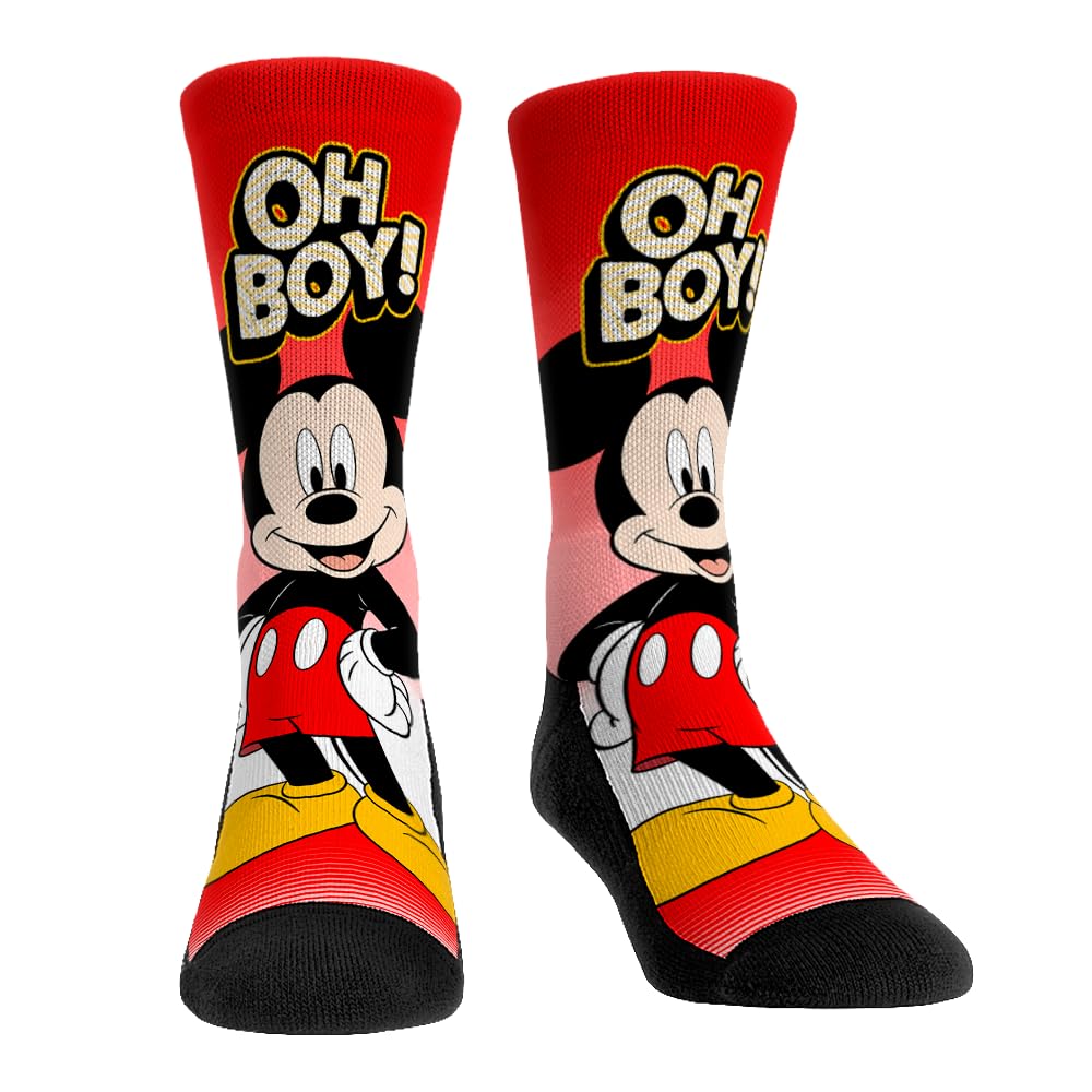 Mickey Mouse & Friends Disney Premium Cartoon Character Socks, Mickey Mouse - Signature Saying, Large