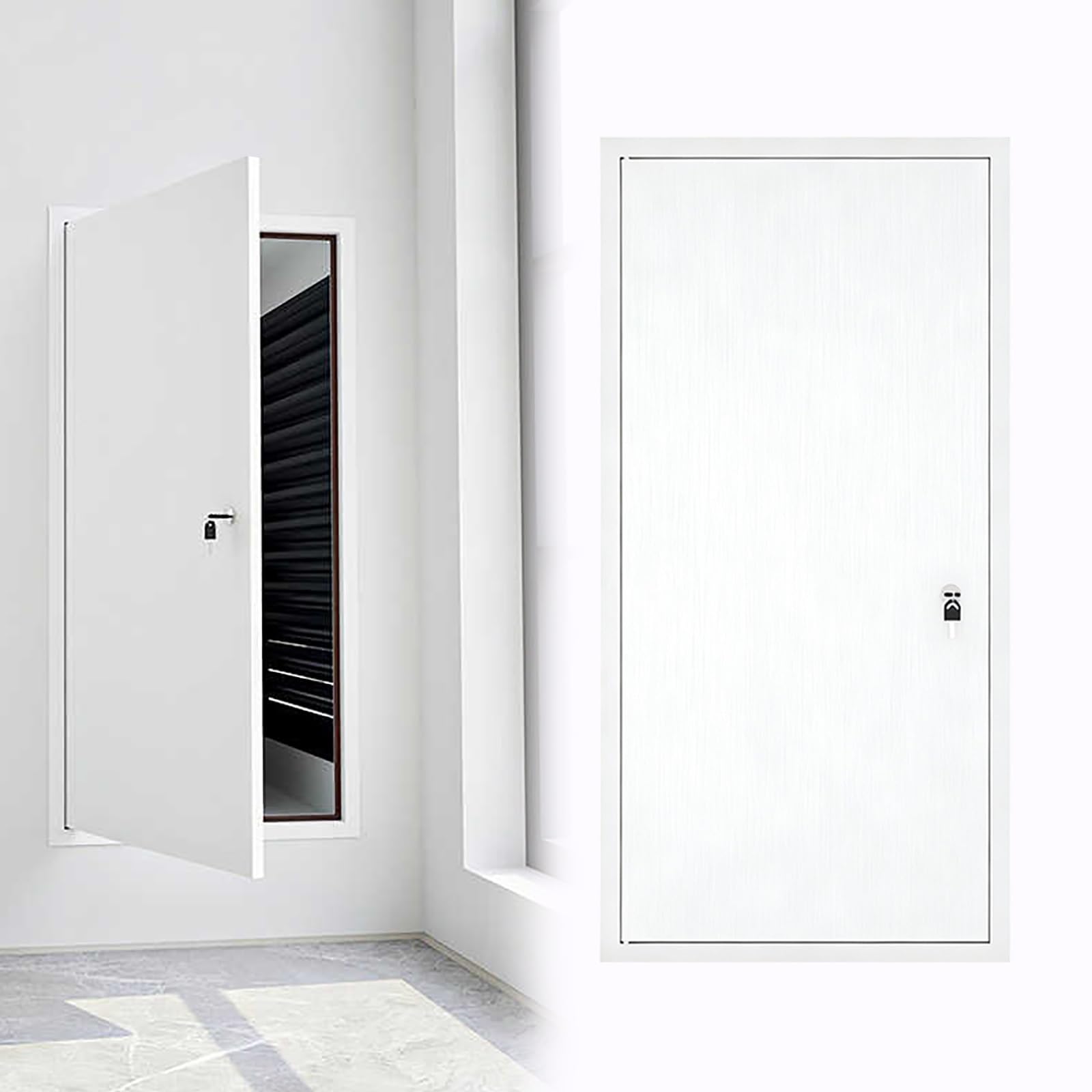 Trampilla Pladur Panel Insp. Aluminio con cerr., Puerta Insp. Tubos calef. imperm., Tapa Orificio Pared Duradera para cableado eléct.(White,WxH 8"X24")
