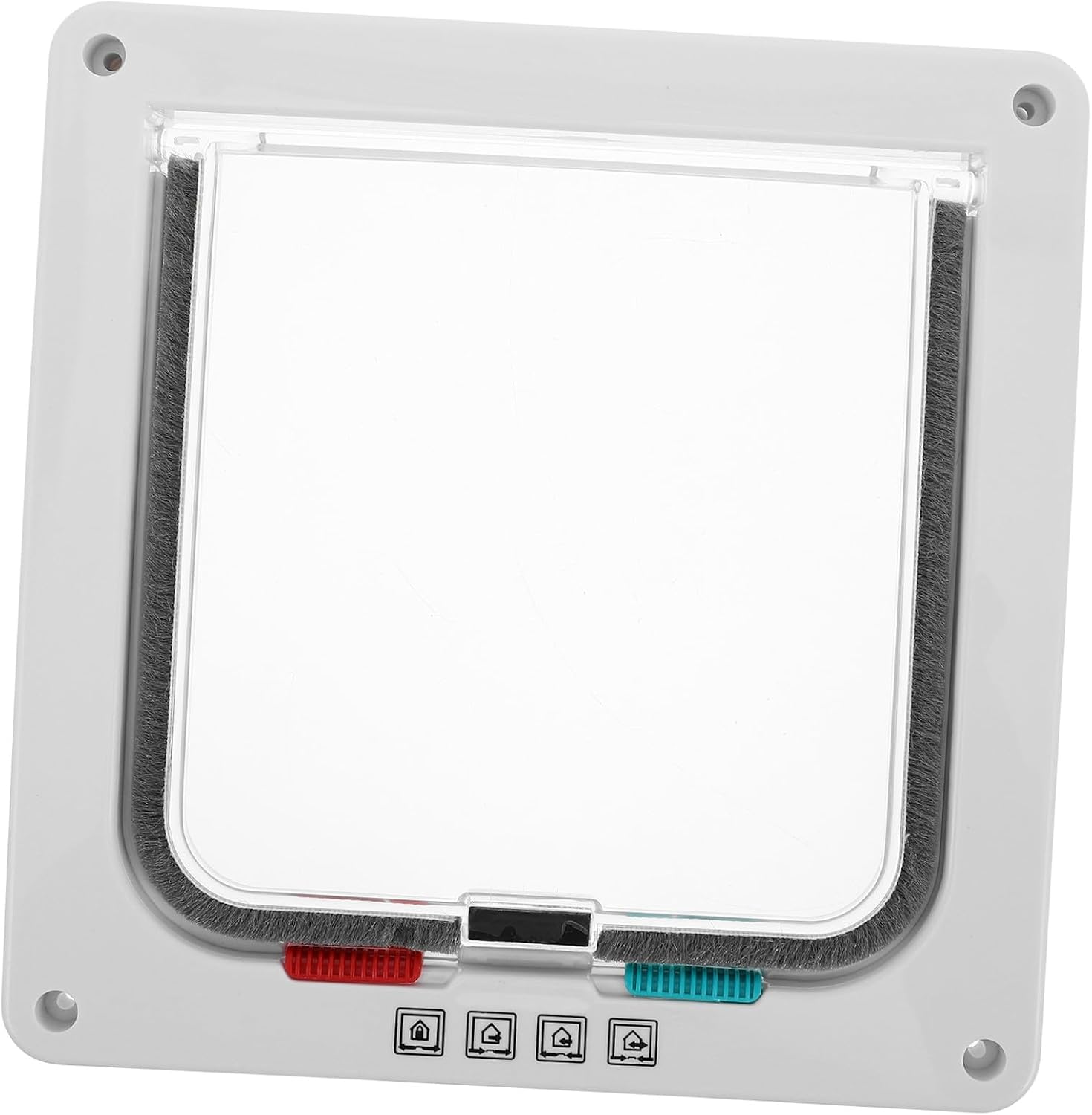 PRETYZOOM Lockable Small White Cat Door Flap 20x19x2cm Weatherproof Pet Door and Windows Suitable for Cats and Small Dogs