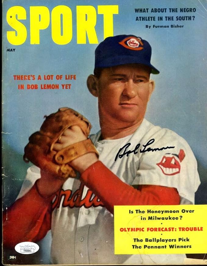 Bob Lemon JSA Coa Signed 1956 Sport Magazine Complete Autograph at