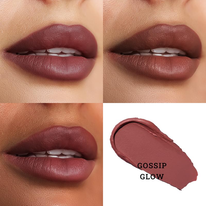 Image of Satin & Matte Lipstick Combo Set, Show Stopper & Gossip Glow 4.2g | Makeup Gift for Women, Comes with Cute Mini Trolley, Marula Oil, Long-Lasting, Rich Colour Payoff