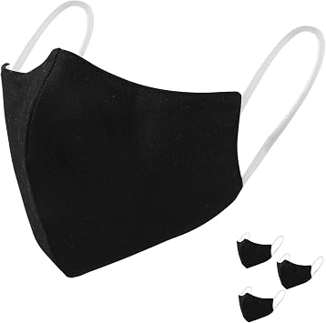 Face Mask | Washable 3 Pack | Built-in ePTFE Filter | Silver Ion Fabric | Adjustable Nose Shaping Wire Standard, Black
