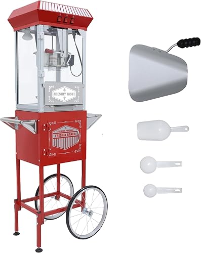 Máquina para hacer palomitas de maíz, con hervidor de 12 onzas que hace hasta 64 tazas, carrito profesional nostalgia con cubierta de calentamiento