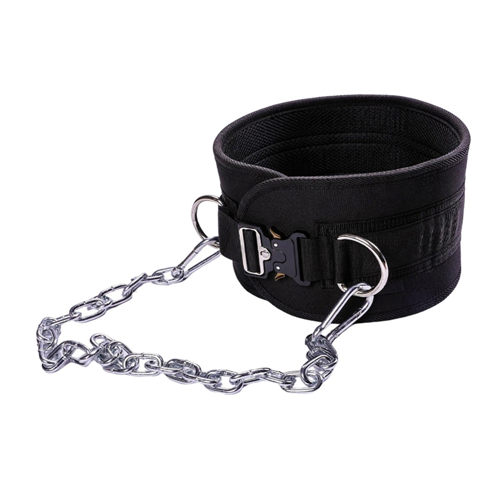 Dip-Gürtel mit Kette, Taillenstütze, Fitnessstudio, Fitness, Dip-Gürtel für Gewichtheben, Kunststoffschnalle, Gürtel, 91 x 16 cm