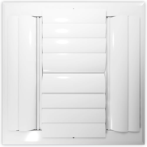 Difusor de HVAC de suministro de aire ajustable con hoja curvada de aluminio de 4 vías de 8 "x 8" - Cubierta de conducto de ventilación