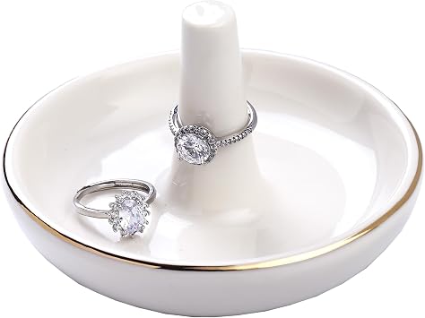 Wedding Ring Holder, Engagement Jewelry Dish With Stand, Ceramic Holder for Rings Earrings Necklace, Gift for Women, Birthday Mothers Day