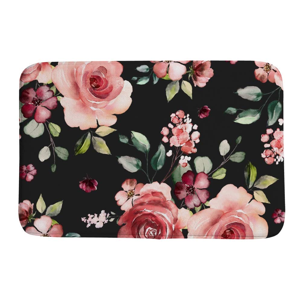 Tapis de bain lavable en machine rose pour sol glissant et humide