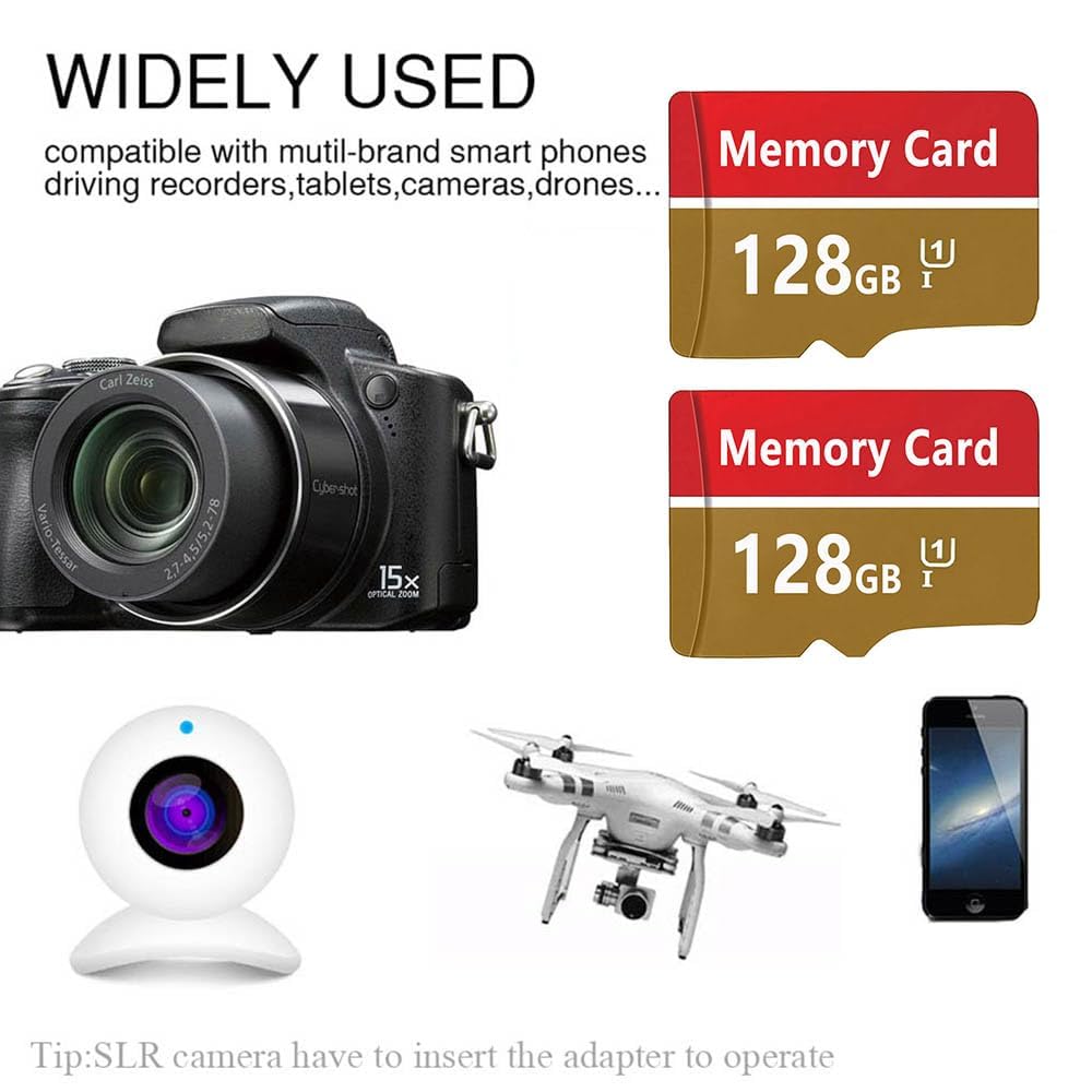 2 Pack Tarjeta de Memoria 128GB Alta Velocidad Tarjeta TF Memory Card para Cámaras,Teléfonos,Cámara de Tablero Inteligente,Tabletas — view 2