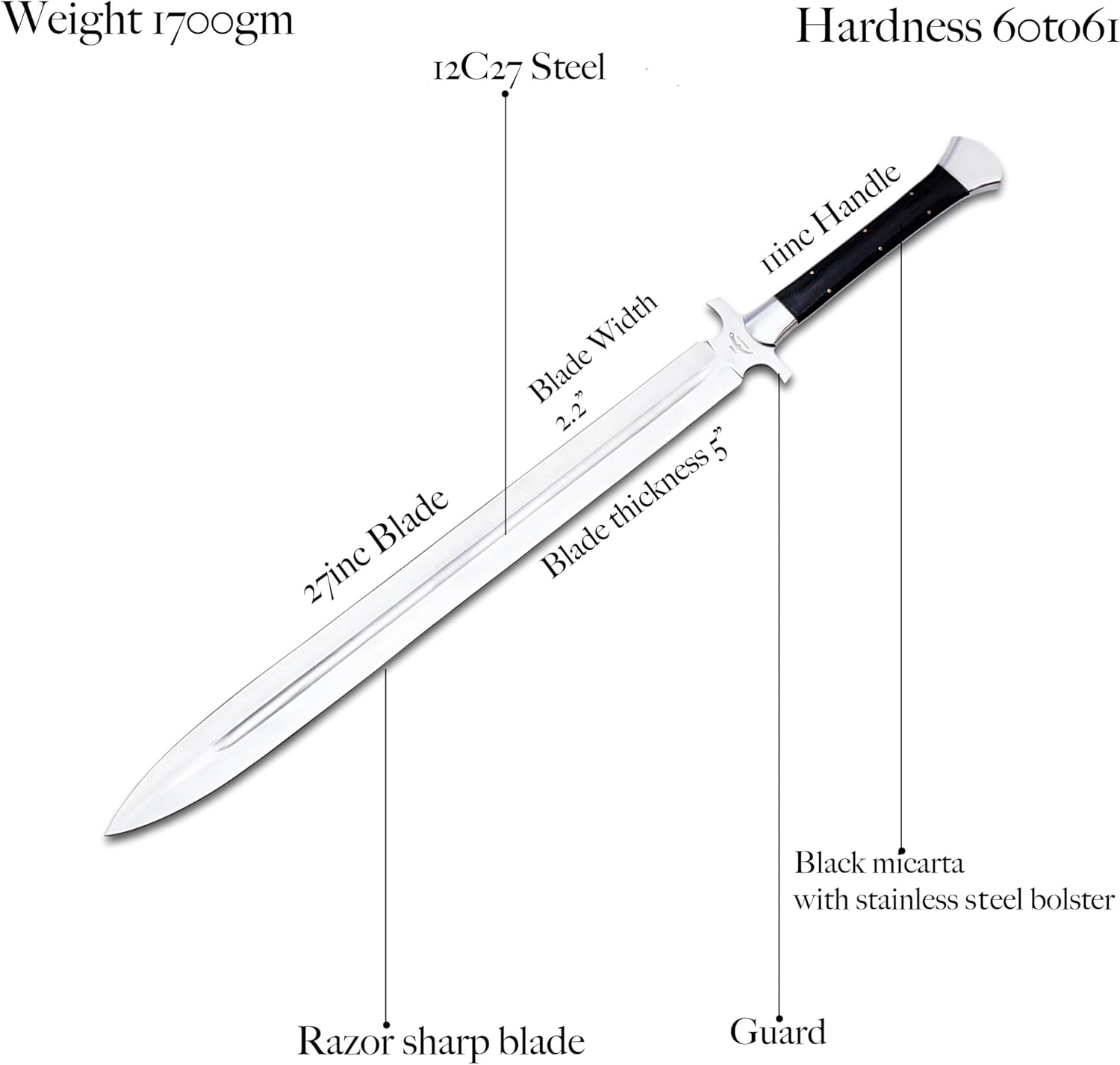 Generic Custom Handmade Steel Full Tang Medieval Long Sword - Viking Sword with Scabbard