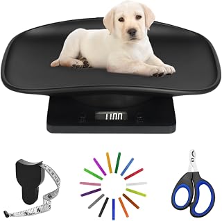 Puppy Scales for Weighing, Digital Pet Scale for Newborn Cat Puppies, Portable Small Scale with Tape Measure,Collars and Nail Clipper, Multi-Function LCD Scale,Max 33lb