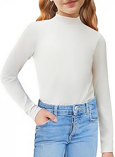 Arshiner Girls Long Sleeve Mock Turtleneck Shirts Slim Fit Casual Base Layer Top Tee
