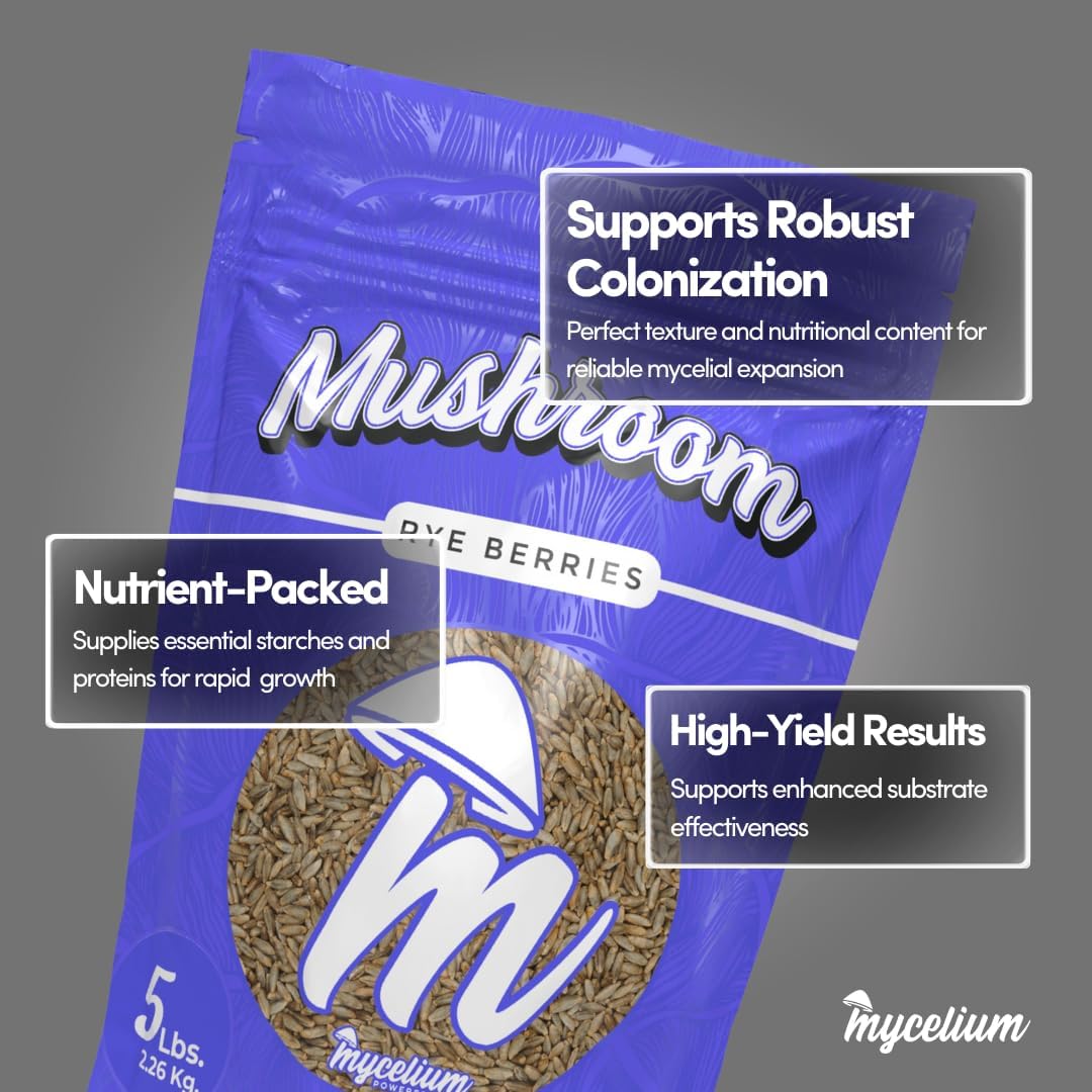 Mycelium Substrate Starter Bundle - 10 lbs Coco Coir Brick + 5 lbs Premium Rye Berries for Dung-Loving Mushroom Cultivation – Sustainable, Non-Sterile, Perfect Substrate & Nutritional Base