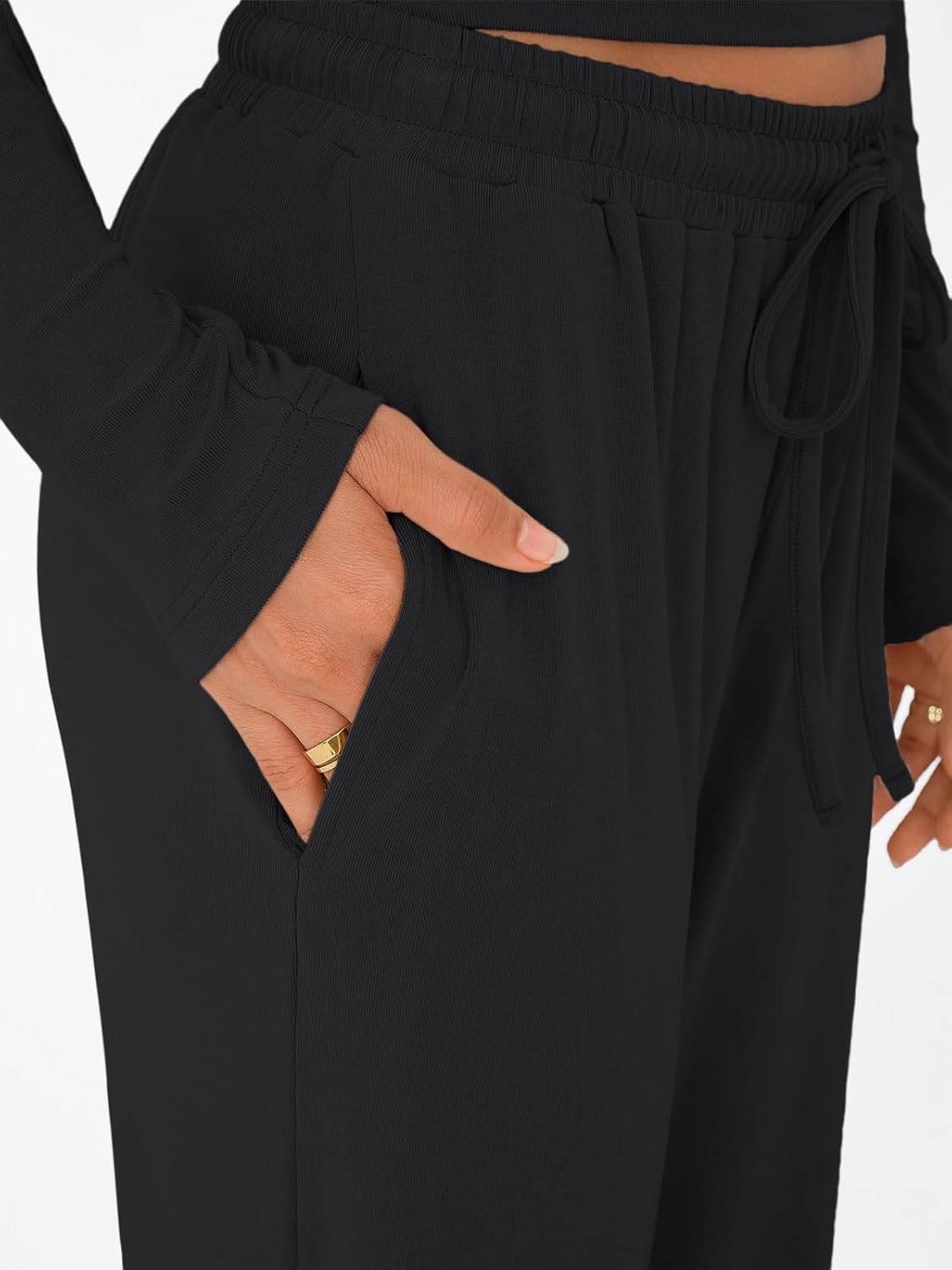 chicyes Women's 2 Piece Matching Lounge Sets Fall Outfits Long Sleeve Tops Wide Leg Pants Casual Sweatsuit Clothes - Image 5