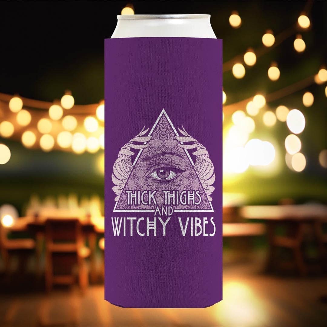 Wiccan Witchy Room Decor Thick Thighs And Witchy Vibes 12-Pack Ultra Slim Can Thermocoolers