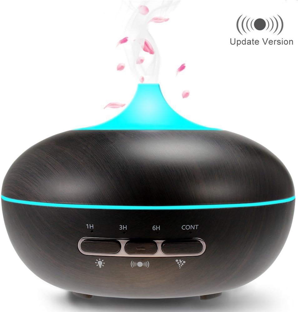 JieXin Aroma Diffuser 300ML Essential oil Diffuser Electric Ultrasonic Humidifier Aromatherapy Cool Mist Humidifier, 10 Hours Continuous Mist, 7 Color Changing LED, for Home, Office, Spa, Yoga (Black)