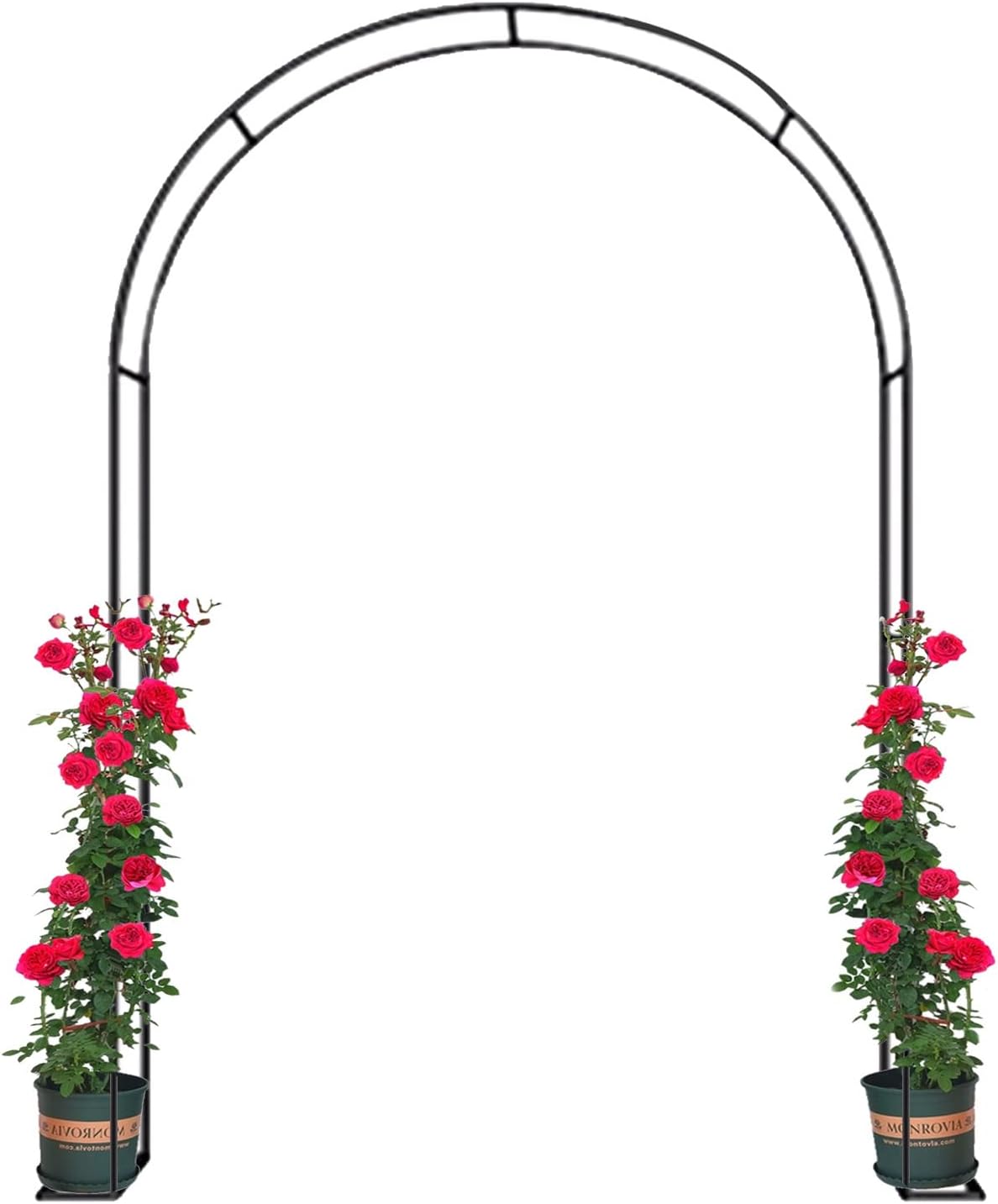 Metal Garden Arch Trellis, Rose arch Pergola Arbor, Indoor and outdoor Wedding Archway, Plant climbing frame auxiliary support for rose, clematis, with base ( Color : Black , Size : 180x220x25cm )