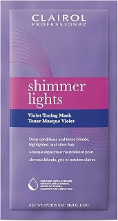 Clairol Professional Shimmer Lights Violet Toning Mask, Deep Conditions with Coconut, Jojoba & Argan Oil, 1 fl oz