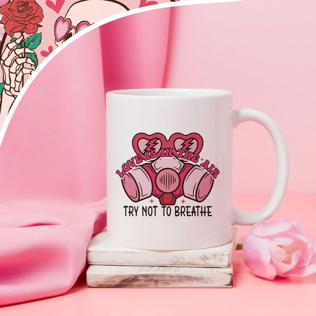 Funny Valentines Day Gifts, 20 Pcs Personalized Anti Valentines Day UV DTF Cup Wraps for 16 oz Glass Cups, Pink Skeleton Cold Transfer Stickers for Him Her Women Man Holiday Decorations