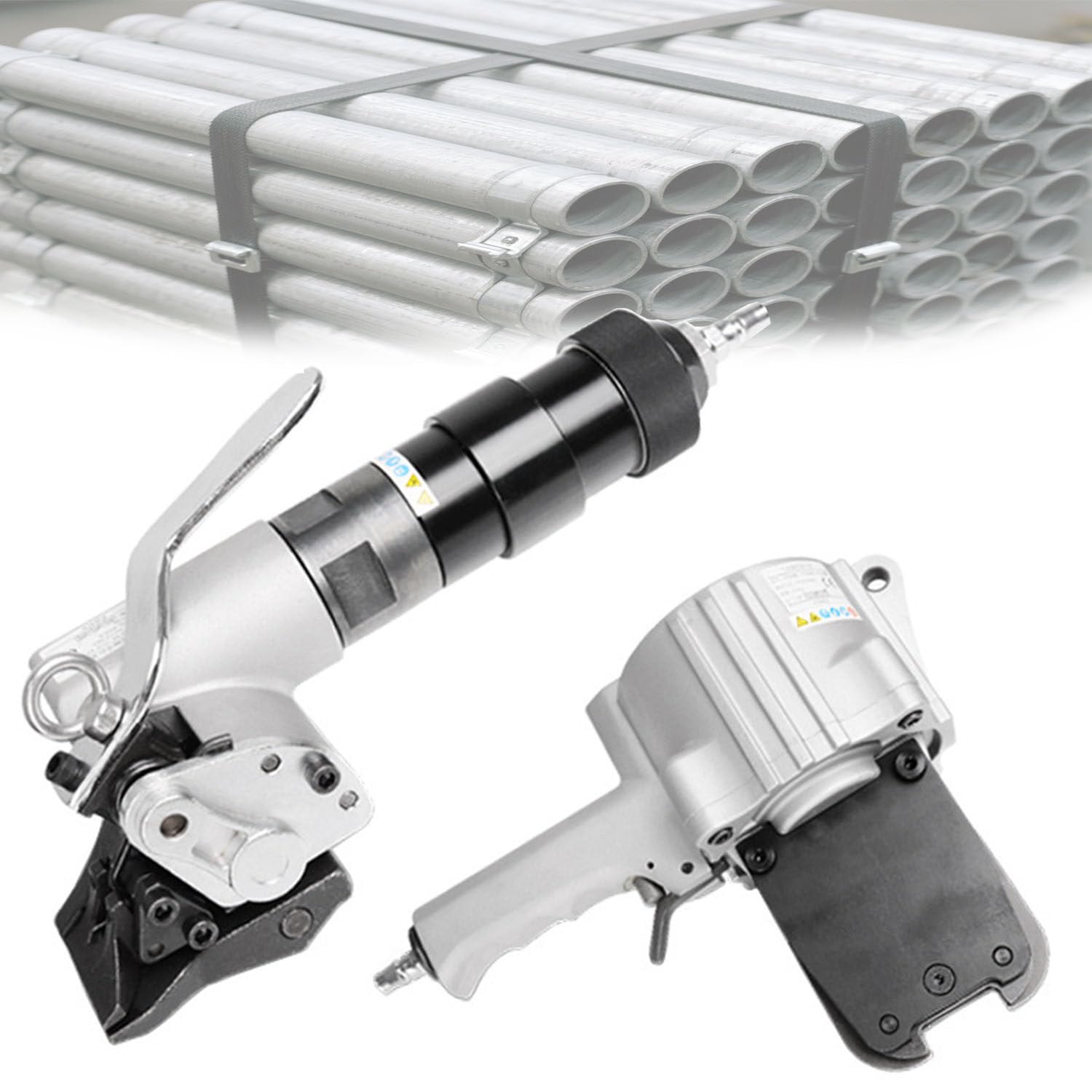 IUokLU Bundling of Metal Scrap Metal Banding Machine,Heavy Rebar Pipes Duty Tensioner and Cutter Sealer,Portable Pneumatic Packaging Machine (19mm)