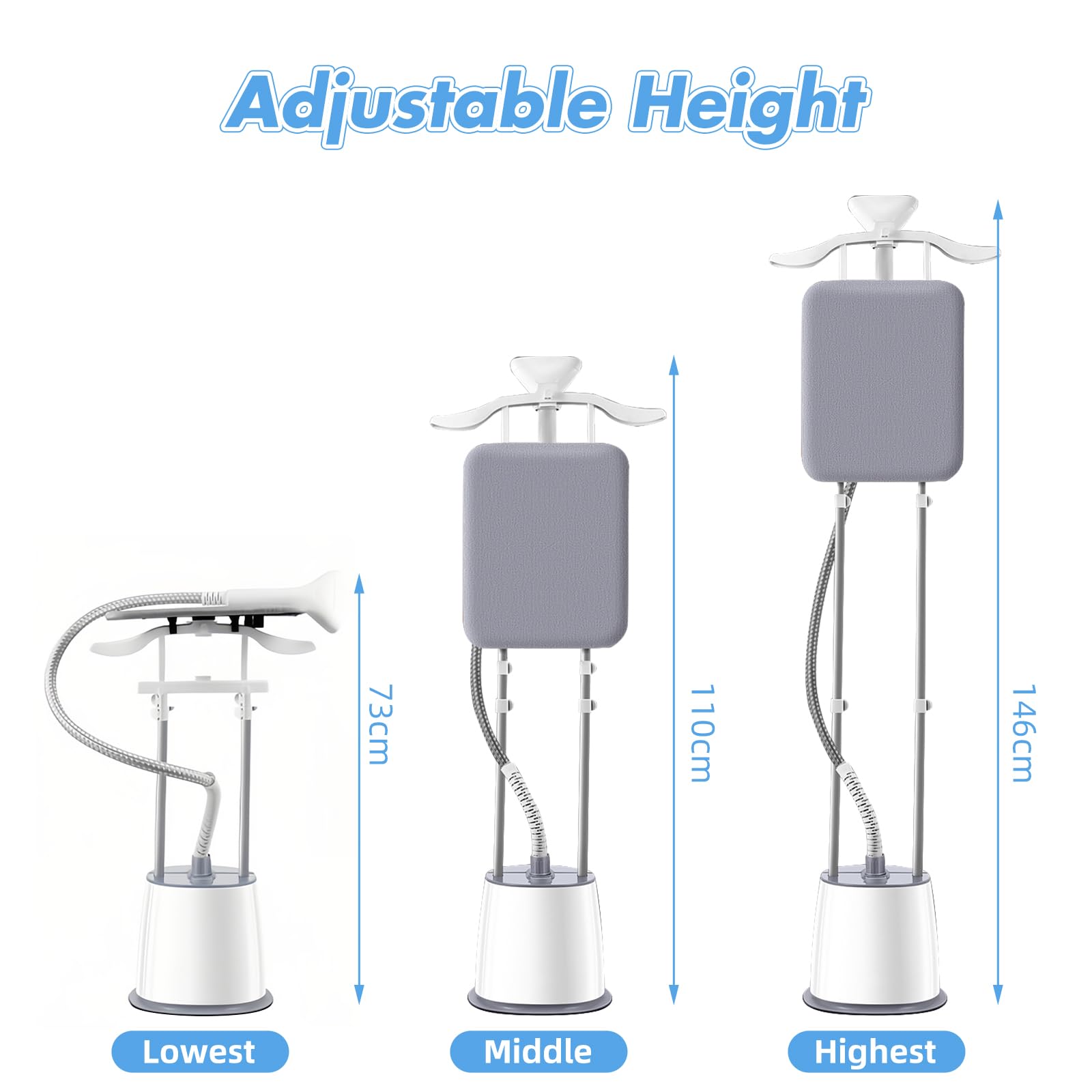 Defroisseur Vertical,Steamer Defroisseur,2000 W 45g/min,Réservoir D'eau de 2.5 Litres,Réglable en Hauteur, Elimine Les plis et Fonctionne sur Tous Les Tissus