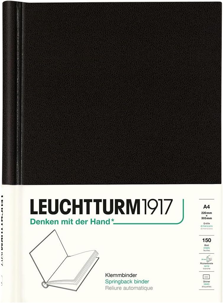 LEUCHTTURM1917 - PEKA Springback Binder (Black) - Holds 150 Sheets of Paper