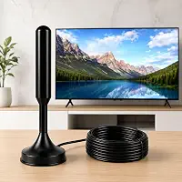 Antena TV Digital Amplificada Interna e Externa HDTV UHF VHF, Base Magnética com Super Ímã, Cabo de Longo Alcance, Compatível com TV Digital Full HD e 4K