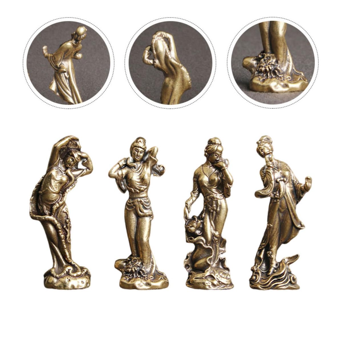 Gatuida 20 Pezzi Ornamento da Tavolo Quattro Bellezze in Ottone Dorato,